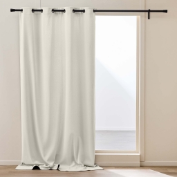 Rideau thermique &agrave; &oelig;illets 140 x 260 cm &ndash; Velours c&ocirc;tel&eacute; doubl&eacute; polaire &ndash; Madison Naturel