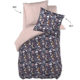 Parure de Lit 240 x 220 cm – Housse de Couette + 2 Taies d’Oreiller – Coton Forêt Enchantée