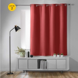 Lot de 2 Rideaux Occultants à Œillets 135 x 180 cm – Uni Grenade – Petite Hauteur