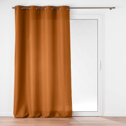 Rideau grande hauteur &agrave; &oelig;illets 140 x 280 cm &ndash; Polyester uni SOLINE &ndash;  CAMEL