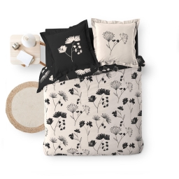Housse de couette 240 x 220 cm + 2 taies – Percale de coton 78 fils – Iris – Ultra douce –