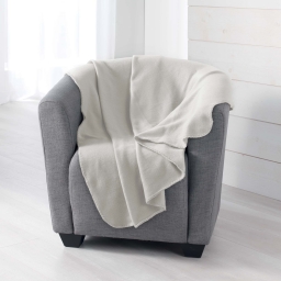 Plaid 125 x 150 cm polaire unie milou NaturelPlaid 125 x 150 cm – Polaire Uni MILOU – Naturel – Finition Point Cavalier