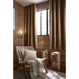 Lot de 2 Rideaux Ultra Occultants Doublés Polaire – Bjorn Camel – 140 x 180 cm