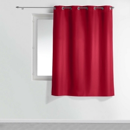 Rideau à œillets petite hauteur 140 x 180 cm – polyester uni essentiel – Rouge