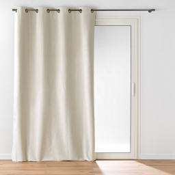 Rideau &agrave; &oelig;illets 140 x 260 cm &ndash; Velours relief Olympe Naturel &ndash; 100 % Occultant et Thermique