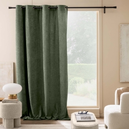 Rideau tamisant &agrave; &oelig;illets 140 x 260 cm &ndash; Bouclette unie WINONY &ndash; C&egrave;dre