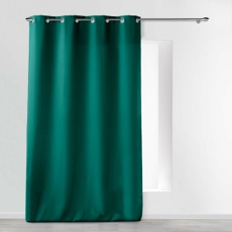 Rideau grande hauteur &agrave; &oelig;illets 140 x 280 cm &ndash; Polyester uni Essentiel Emeraude