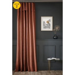 Lot de 2 Rideaux en coton Ajustables Sixtine – Terracotta – 140 x 270 cm