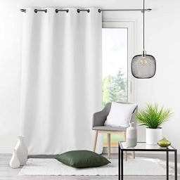 Lot de 4 Rideaux à Oeillets 140 x 260 cm – Polyester Uni Essentiel – Blanc