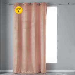 Lot de 2 Rideaux Tamisants 140 x 240 cm &ndash; Velours Doux Velvetine &ndash; Drag&eacute;e