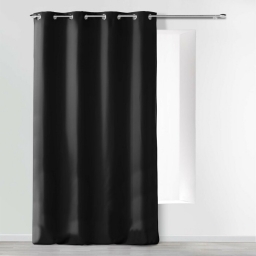 Rideau &agrave; &oelig;illets 140 x 280 cm en microfibre unie &ndash; Absolu Noir &ndash; Grande hauteur