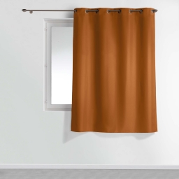 Rideau &agrave; &oelig;illets petite hauteur 140 x 180 cm &ndash; polyester uni essentiel &ndash; Camel