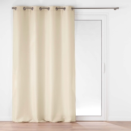 Rideau grande hauteur &agrave; &oelig;illets 140 x 280 cm &ndash; Polyester uni SOLINE &ndash;  NATUREL