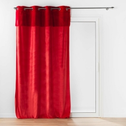 Rideau &agrave; &OElig;illets 140 x 240 cm &ndash; Velours et Imitation Fourrure &ndash; Caresse Rouge