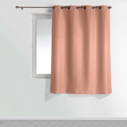 Rideau &agrave; &oelig;illets petite hauteur 140 x 180 cm &ndash; polyester uni essentiel &ndash; Blush