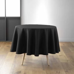 Nappe ronde Ø 180 cm – Polyester uni – Essentiel Noir  – Finition ourlet