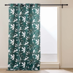 Rideau &Agrave; &OElig;illets 140 x 260 cm Polyester Imprim&eacute; M&eacute;tallis&eacute; &ndash; Elsa vert