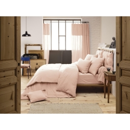 Housse de couette 200 x 200 cm en double gaze de coton – Rose guimauve