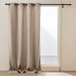 Rideau thermique &agrave; &oelig;illets 140 x 260 cm &ndash; Velours c&ocirc;tel&eacute; doubl&eacute; polaire &ndash; Madison Noisette