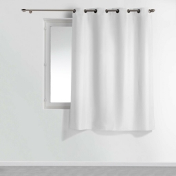 Rideau à œillets petite hauteur 140 x 180 cm – polyester uni essentiel – Blanc
