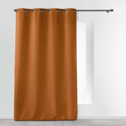 Rideau &Agrave; &OElig;illets 140 x 260 cm Polyester Uni Essentiel &ndash; Camel