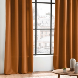 Lot de 2 Rideaux tamisant &agrave; &OElig;illets 140 x 260 cm &ndash; Polyester Uni Camel - Epure