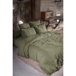 Housse de couette 2 personnes 240x220 cm – Double gaze de coton Luxe – Romarin – Gaïa