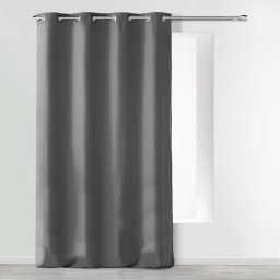 Rideau &agrave; &oelig;illets 140 x 260 cm en microfibre unie &ndash; Absolu Gris anthracite