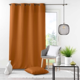 Rideau tamisant &agrave; &OElig;illets 140 x 260 cm &ndash; Polyester Uni Coloris Camel - &Eacute;pure