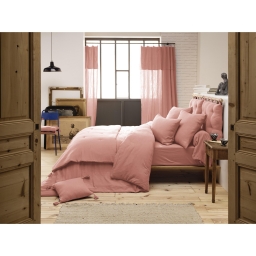 Housse de couette 200 x 200 cm en double gaze de coton – Rose pêche