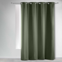 Rideau Occultant Grande Hauteur 135 x 280 cm – Uni Kaki – À Œillets