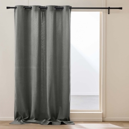 Rideau thermique &agrave; &oelig;illets 140 x 260 cm &ndash; Velours c&ocirc;tel&eacute; doubl&eacute; polaire &ndash; Madison Anthracite