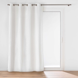 RIDEAU &Agrave; &OElig;ILLETS 140 x 260 CM &ndash; VELOURS RELIEF SWING BLANC
