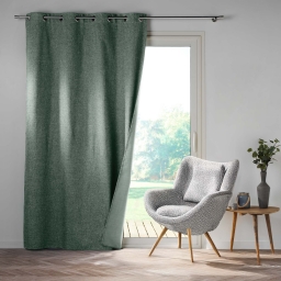 Rideau &agrave; &oelig;illets 140 x 260 cm NOVA &ndash; Chambray uni c&egrave;dre &ndash; 100 % occultant