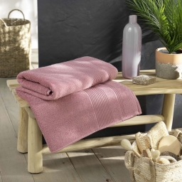 Drap de bain 90 x 150 cm &ndash; Coton &eacute;ponge uni Tendresse Rose &ndash; 500 g/m&sup2;