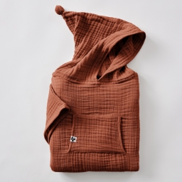 Poncho enfant mixte 2/5 ans en quadruple gaze de coton 220 g/m&sup2; &ndash; Ga&iuml;a Terracotta