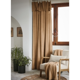 Rideau ajustable 140 x 270 cm &ndash; Lyocell Uni Lysandre Camel  + 8 Anneaux Pince