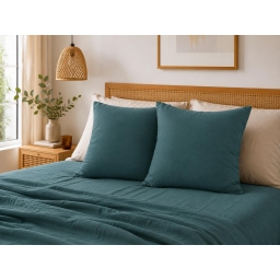 Lot de 2 Taies d&rsquo;Oreiller 60 x 60 cm &ndash; Double Gaze de Coton &ndash; GA&Iuml;A Canard