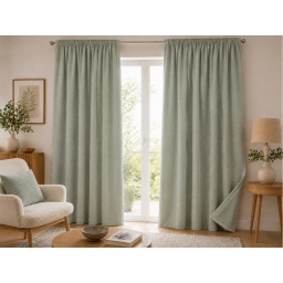 Lot de 2 Rideaux Blackout Eucalyptus 140 x 260 cm &ndash; Occultant Polaire &ndash; Galon Fronceur