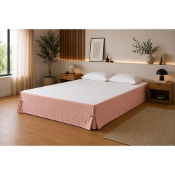 Cache-sommier 160 x 200 cm Double Gaze de Coton GA&Iuml;A Rose p&ecirc;che &ndash; Qualit&eacute; Haut de Gamme