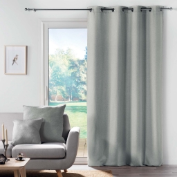 Rideau &agrave; &oelig;illets &ndash; 140 x 260 cm &ndash; chambray uni Solena &ndash; Gris