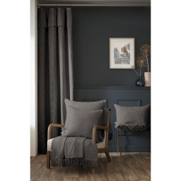 Lot de 2 Rideaux Ajustables Sixtine &ndash; 140 x 270 cm &ndash; Coton Flamm&eacute; &ndash; Ardoise