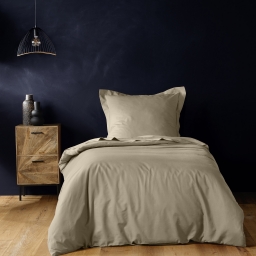 Housse de couette 140 x 200 cm &ndash; Coton uni 57 fils &ndash; LINA &ndash; Sable