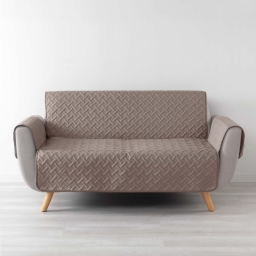 Prot&egrave;ge-Canap&eacute; Matelass&eacute; 279 x 179 cm &ndash; Microfibre Unie &ndash; LOUNGE Noisette
