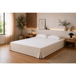 Cache-sommier 160 x 200 cm Double Gaze de Coton GA&Iuml;A Pampa &ndash; Qualit&eacute; Haut de Gamme