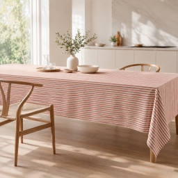 Nappe Ray&eacute;e 150 x 350 cm Double Gaze de Coton Abricot &ndash; LIVIA