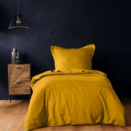 Housse de couette 140 x 200 cm &ndash; Coton uni 57 fils &ndash; LINA &ndash; Curry