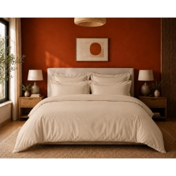 Housse de couette Prestige 260 x 240 cm Sable &ndash; Satin de coton peign&eacute; 120 fils/cm&sup2;