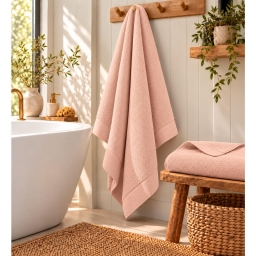 Drap de bain Softy 100 x 150 cm &ndash; &Eacute;ponge Zero Twist 100% coton peign&eacute; 600 g/m&sup2; &ndash; Rose poudr&eacute;