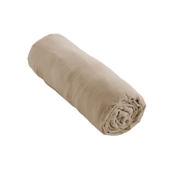 Drap-housse 160 x 200 cm &ndash; Double Gaze de Coton 125 g/m&sup2; &ndash; Ga&iuml;a Ficelle